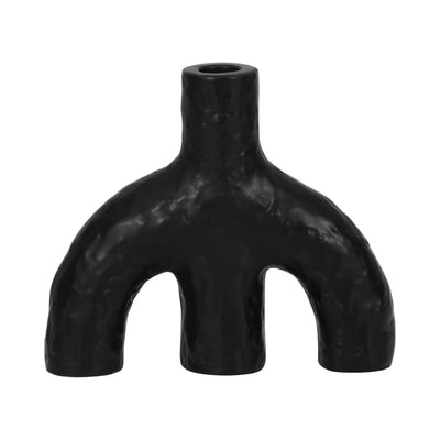 7" Volcano Texture Double Arched Taper Holder, Bla - Al Rugaib Furniture
