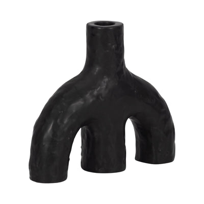 7" Volcano Texture Double Arched Taper Holder, Bla - Al Rugaib Furniture