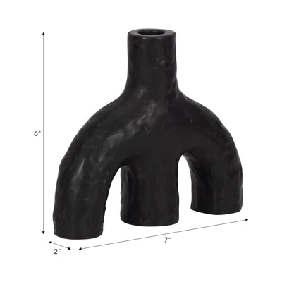 7" Volcano Texture Double Arched Taper Holder, Bla - Al Rugaib Furniture