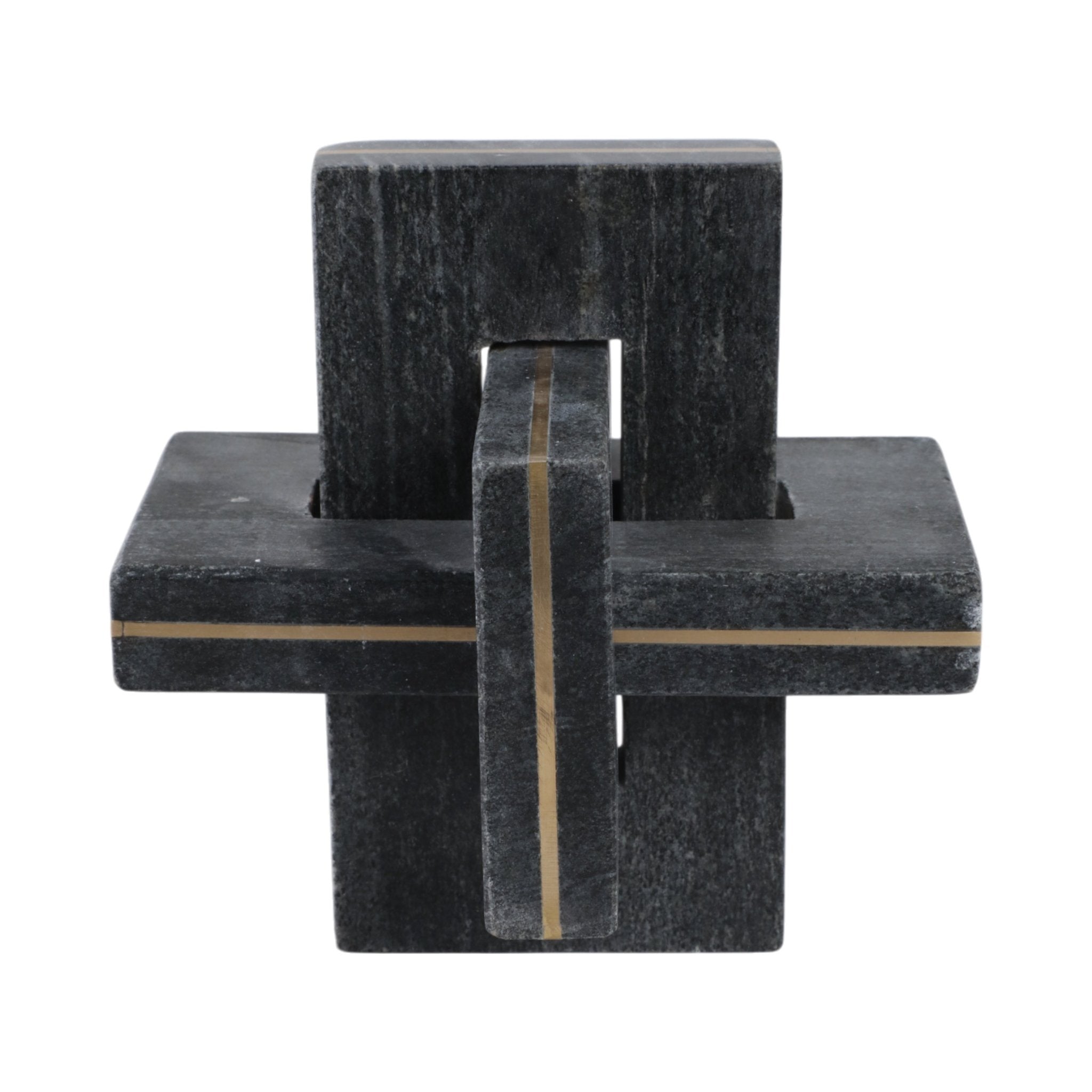 7" Walton Medium Black Marble And Brass Knot Table Decors| Sagebrook Home