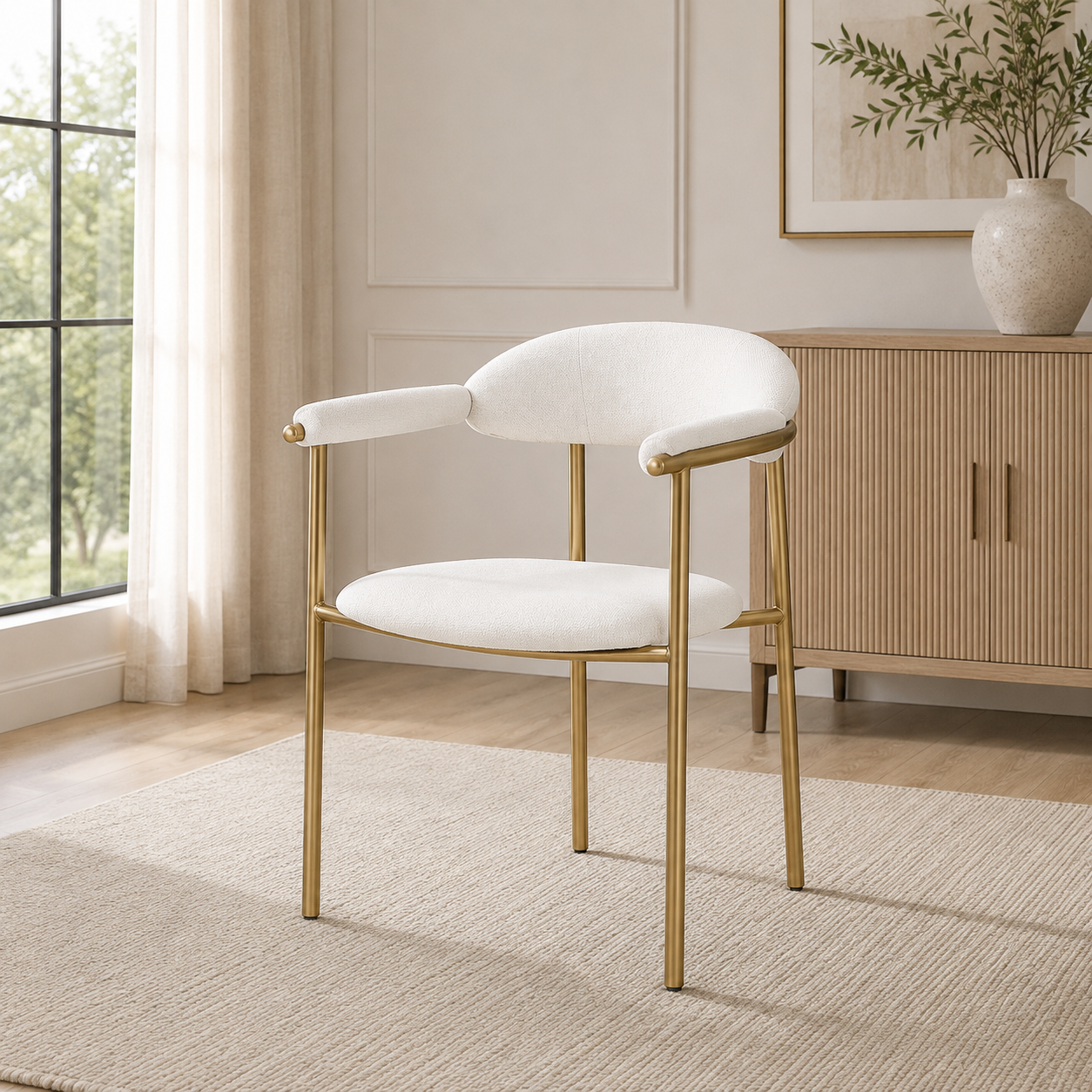 Volakas Hammered Elegance Dining Chair