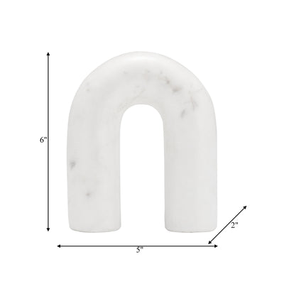 MARBLE, 6 ROUNDED HORSESHOE TABLE TOP DECO, WHITE