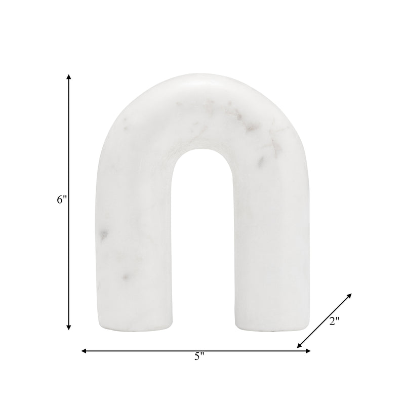 MARBLE, 6 ROUNDED HORSESHOE TABLE TOP DECO, WHITE