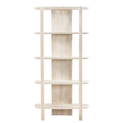 71" Catalina Fluted Wood Etagere, Cream - Al Rugaib Furniture