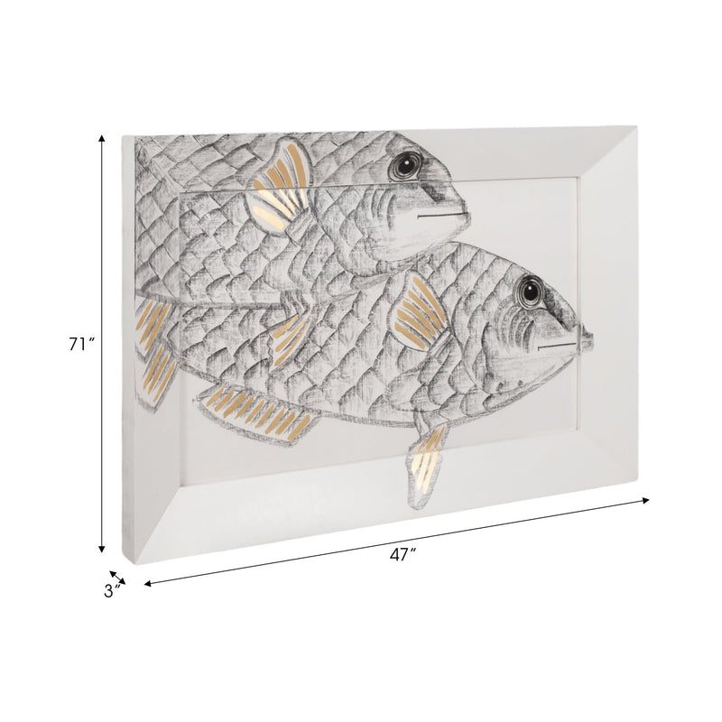 71x47 Hand Painted Keep Swimming, White/black - Al Rugaib Furniture