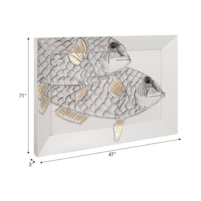 71x47 Hand Painted Keep Swimming, White/black - Al Rugaib Furniture