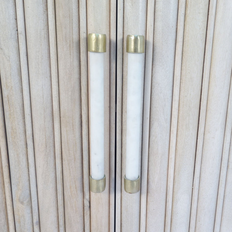 72" Colmar Fluted Wood Sideboard, White Wash - Al Rugaib Furniture