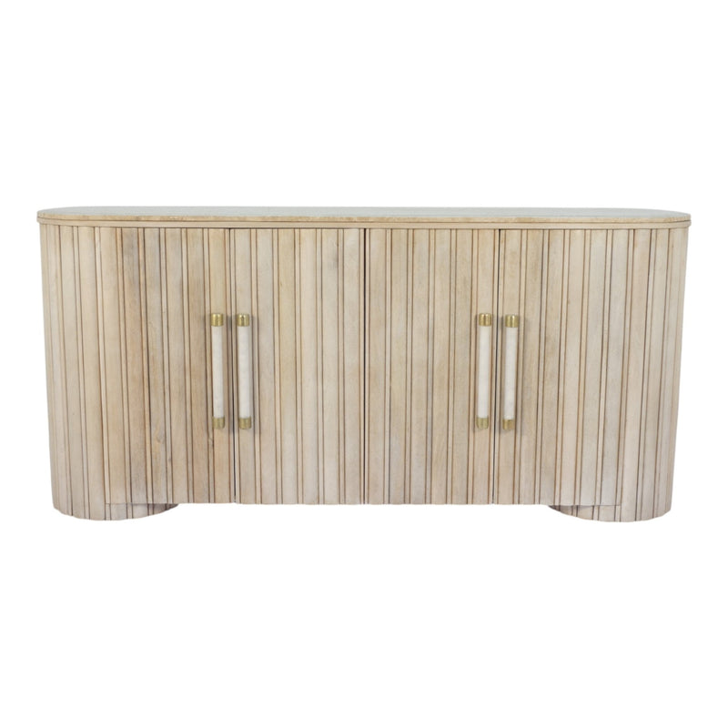72" Colmar Fluted Wood Sideboard, White Wash - Al Rugaib Furniture