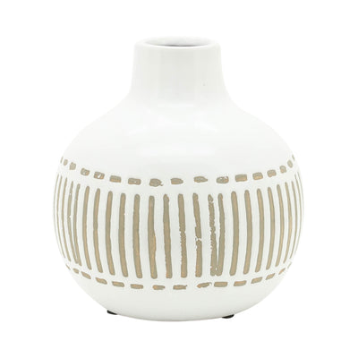 CER, 6H ROUND AZTEC VASE, GRAY