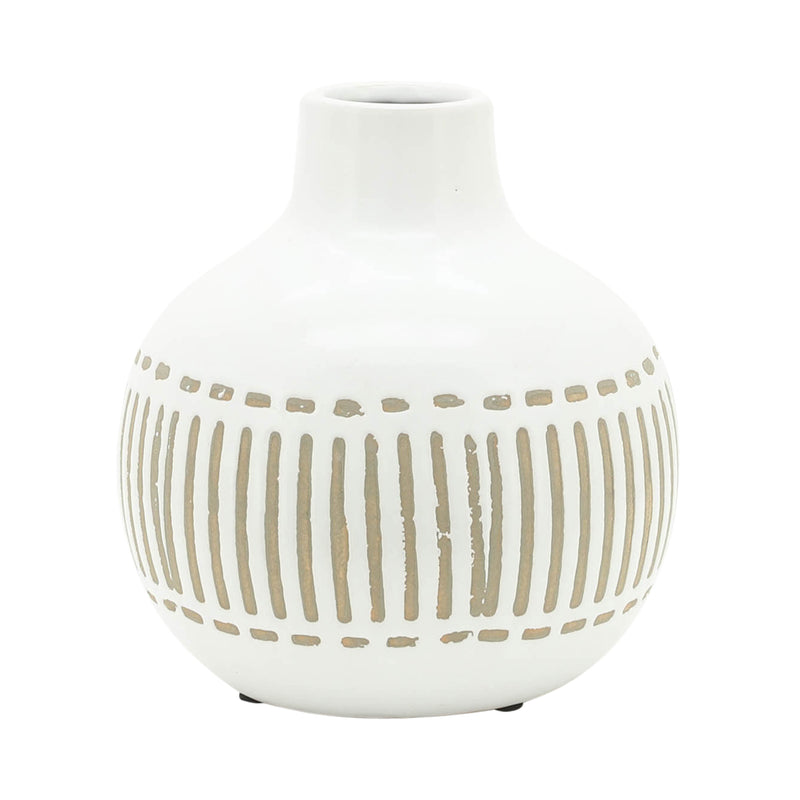 CER, 6H ROUND AZTEC VASE, GRAY