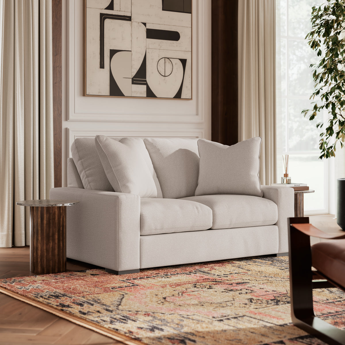 Calden Sofa Set with 2 Free Dual Table Lamp Black
