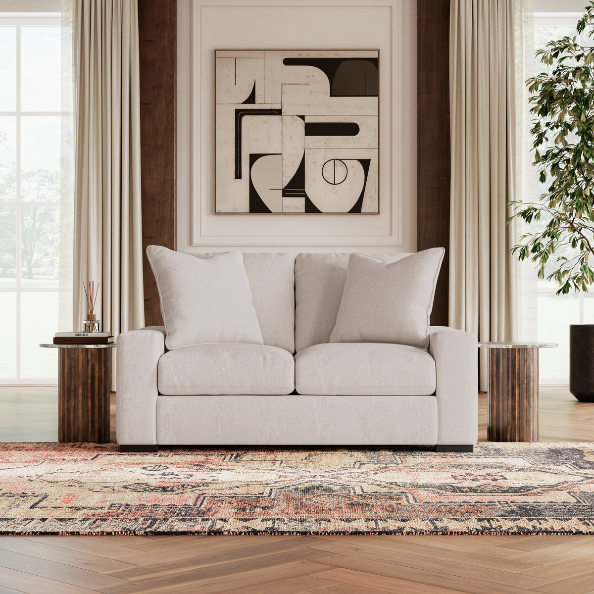 Calden Sofa Set with 2 Free Dual Table Lamp Black