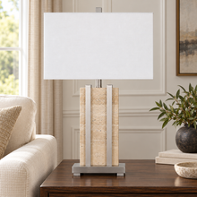 Stark Cream Travertine Table Lamp in Silver-64.5cm H