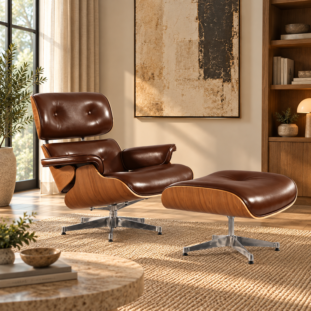 Palisander Wood Lounge Chair - Brown