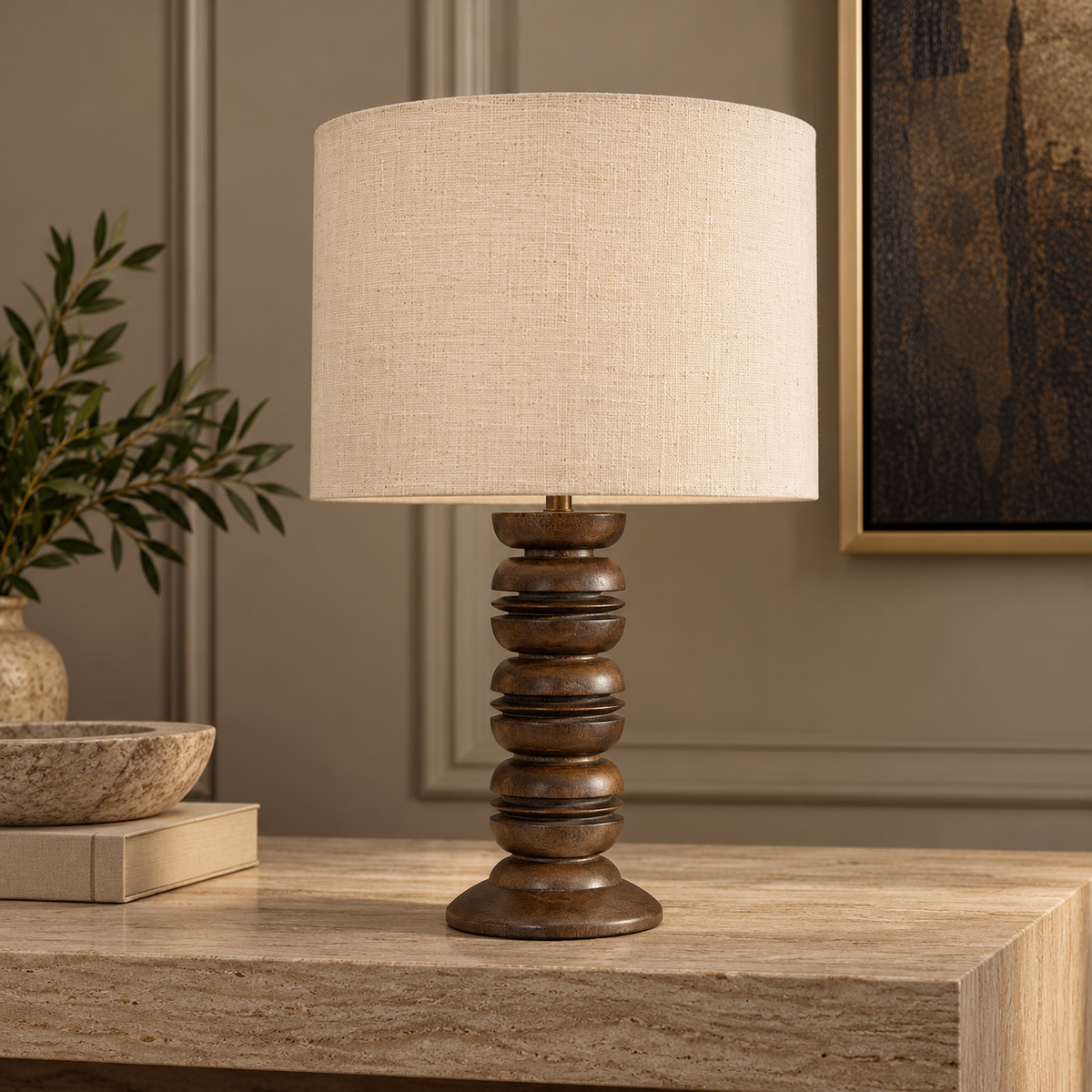 Wells Natural Wood Table Lamp - 40cm