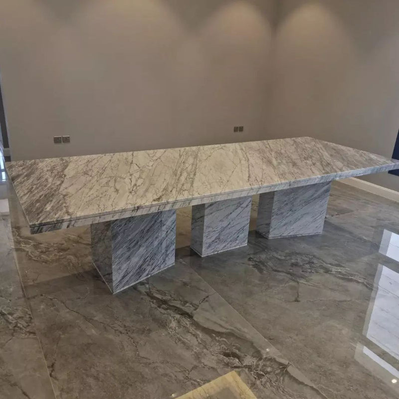 Royal | Serenity Stone Natural Marble Dining Table - Black & White - 250×120×80 cm