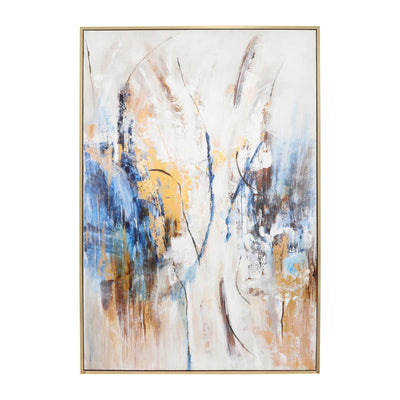 74X50 FRAMED HAND PAINTED ABSTRACT CANVAS, MULTI - Al Rugaib Furniture