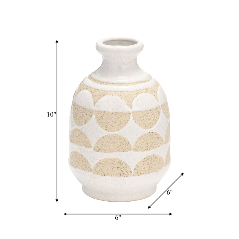 CER, 10H HALF CIRCLES VASE, IVORY