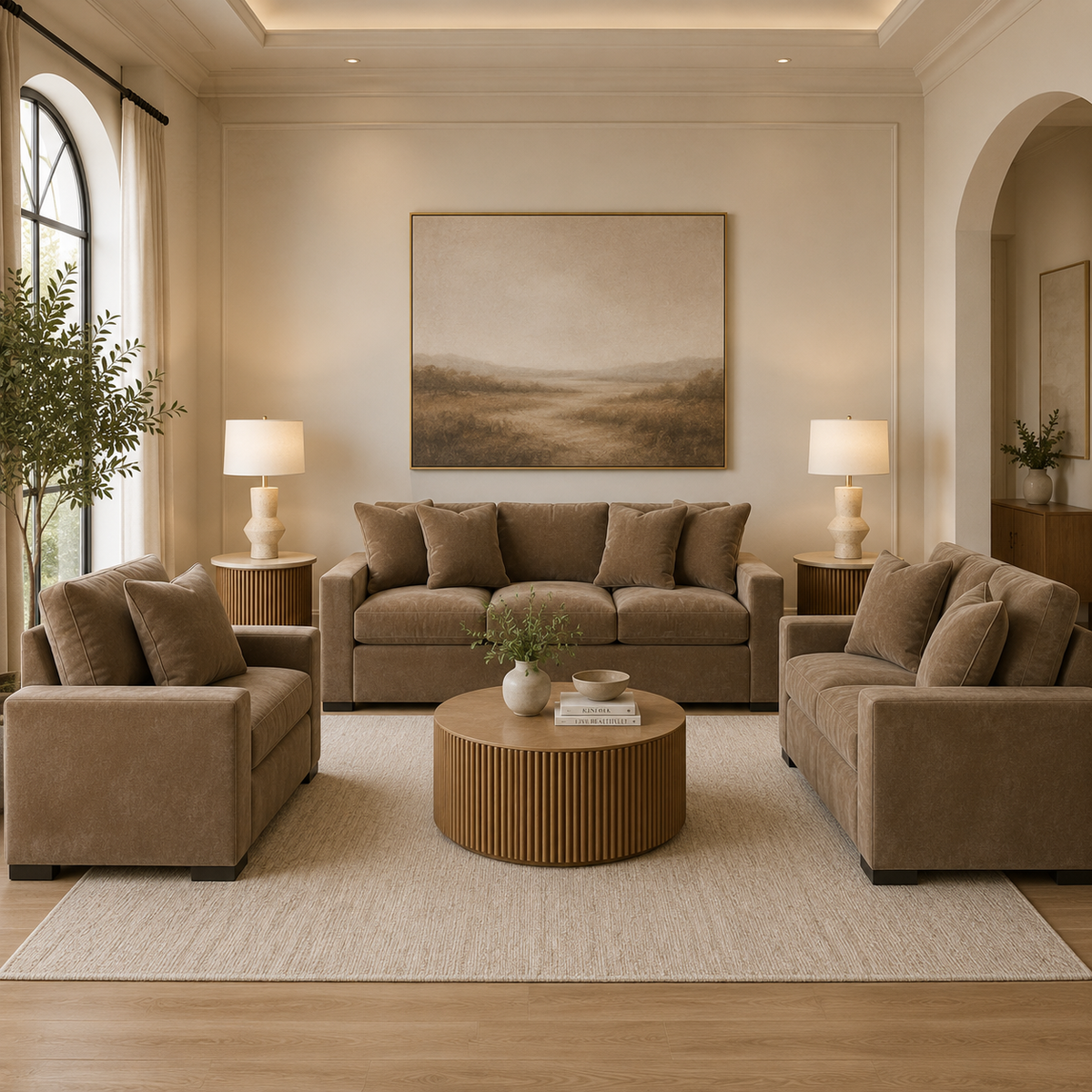 Calden Sofa Set with 2 Free Terra Pearl - Table Lamp