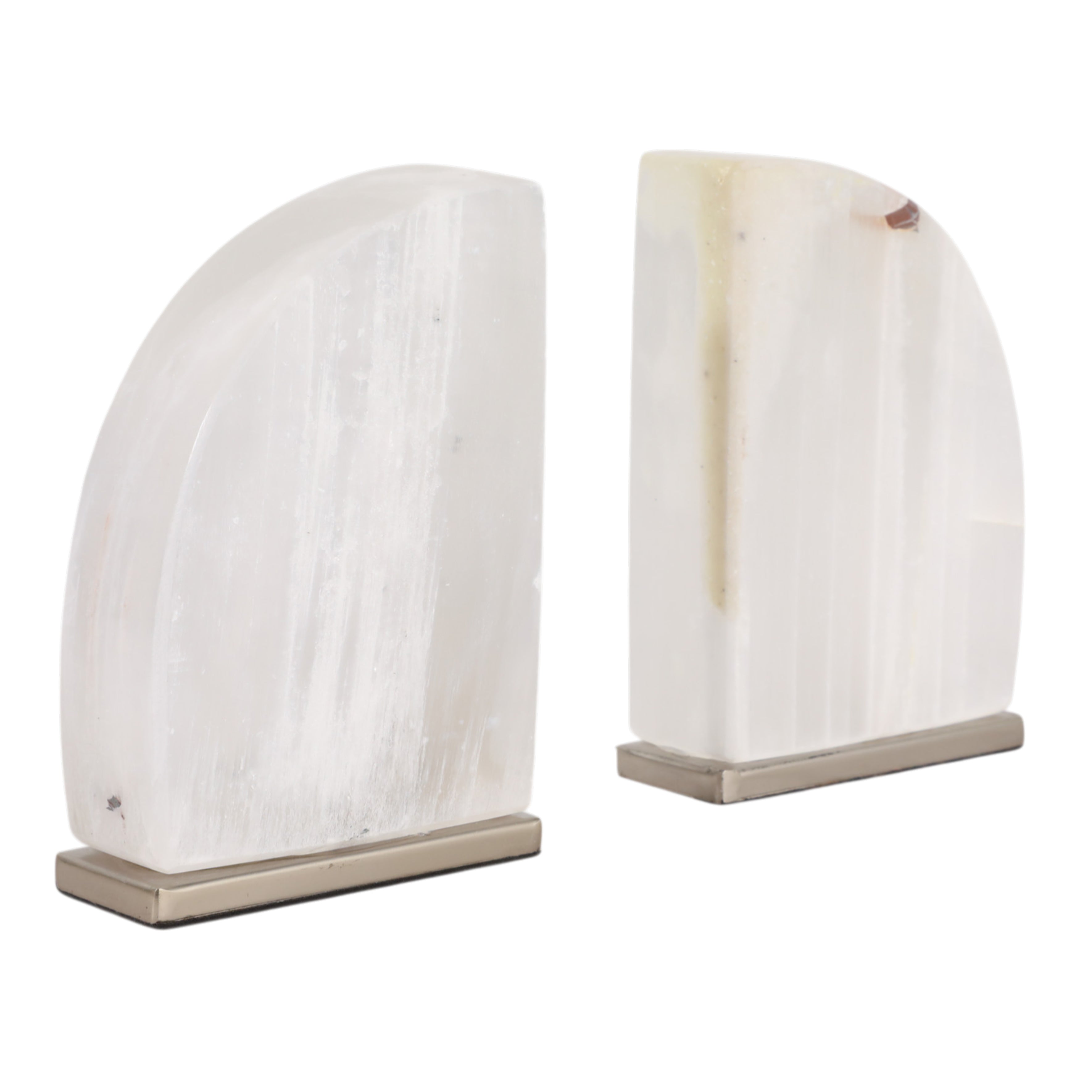 6" MONNAR SELENITE BOOKENDS, WHT