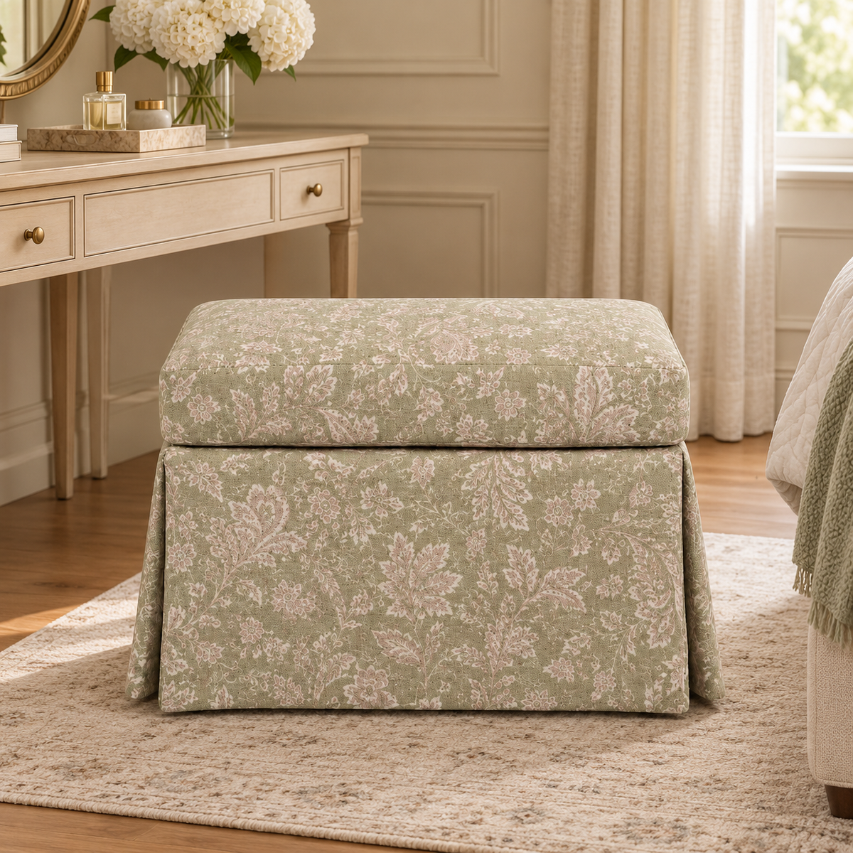 Alpine Retreat Green Ottoman