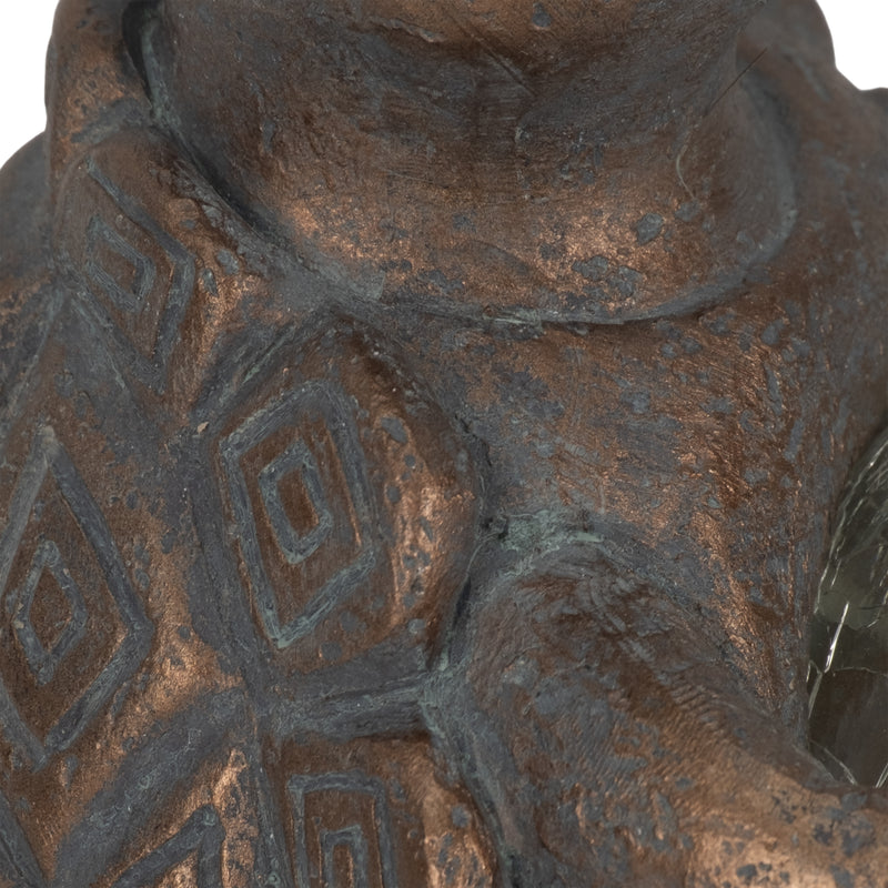 7 Turtle With Solar Orb, Antique Copper