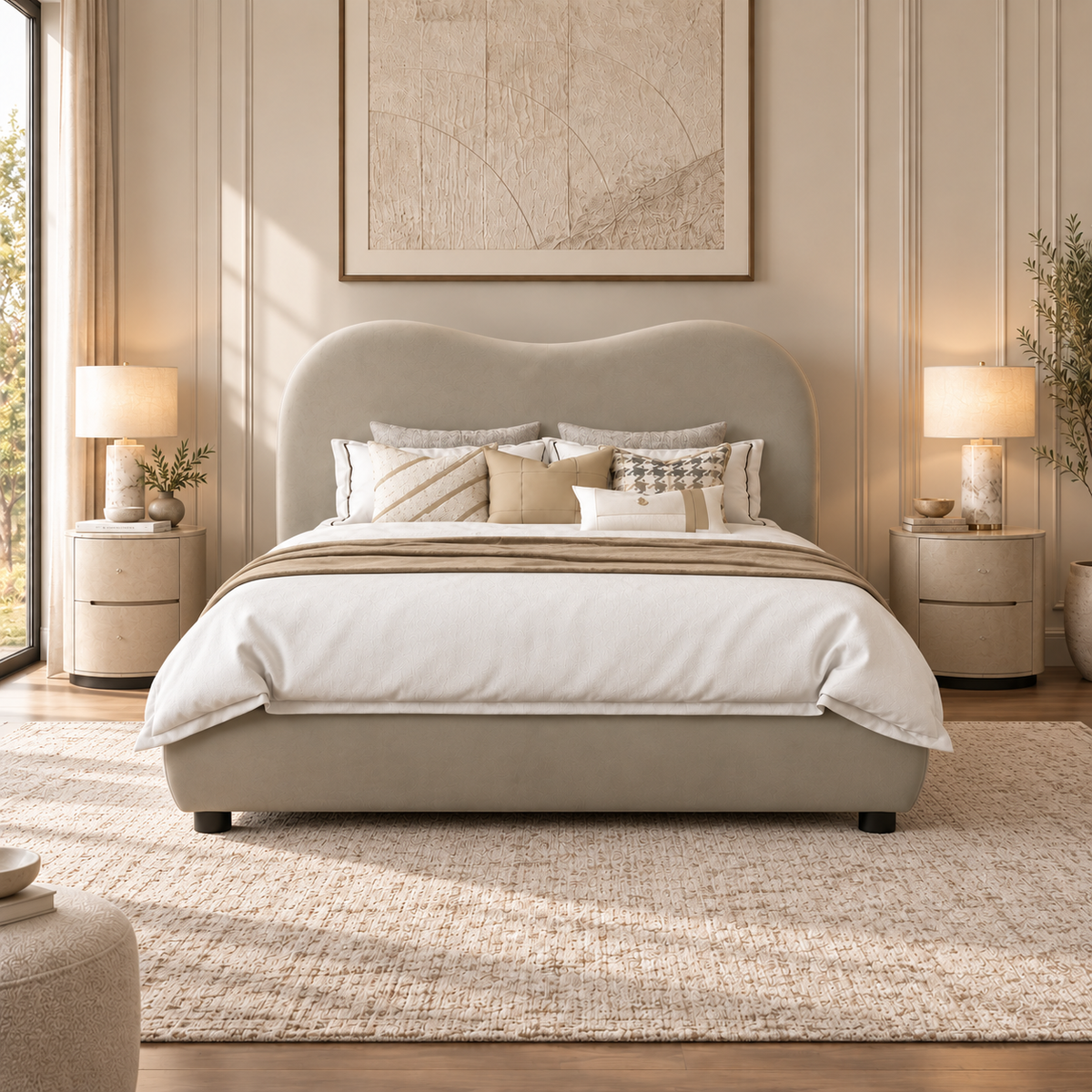 Newcastle Brown Upholstered Bed - Queen Bed