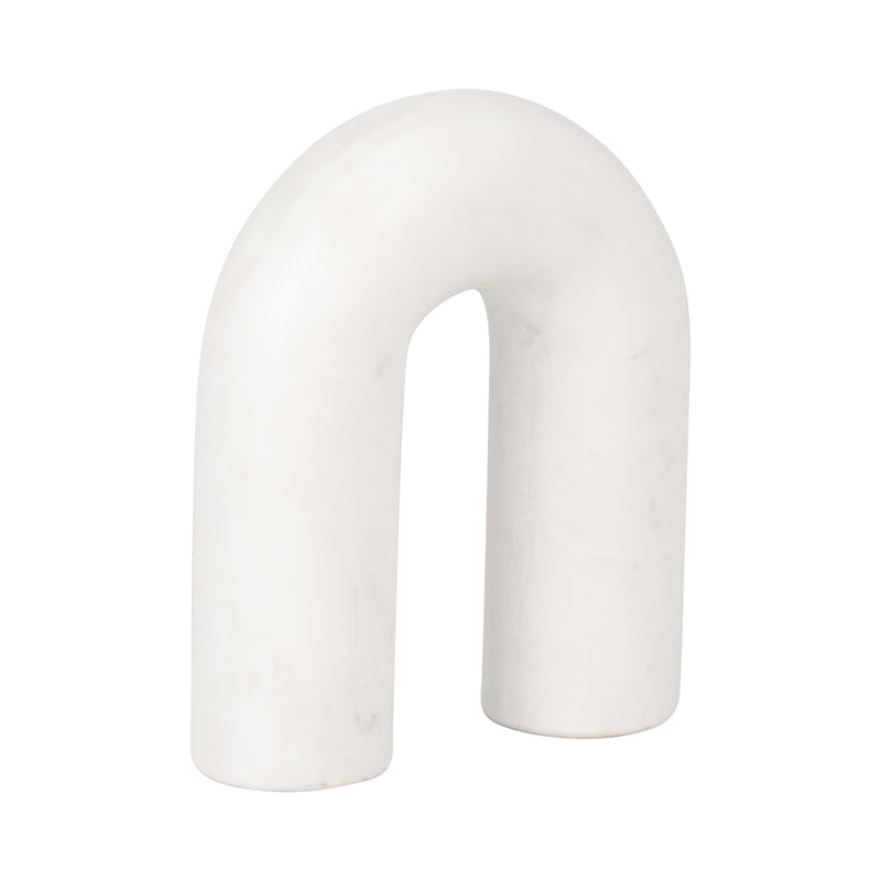 MARBLE, 6 ROUNDED HORSESHOE TABLE TOP DECO, WHITE