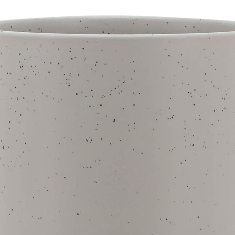 10 PLANTER W/ WOOD STAND, MATTE BEIGE