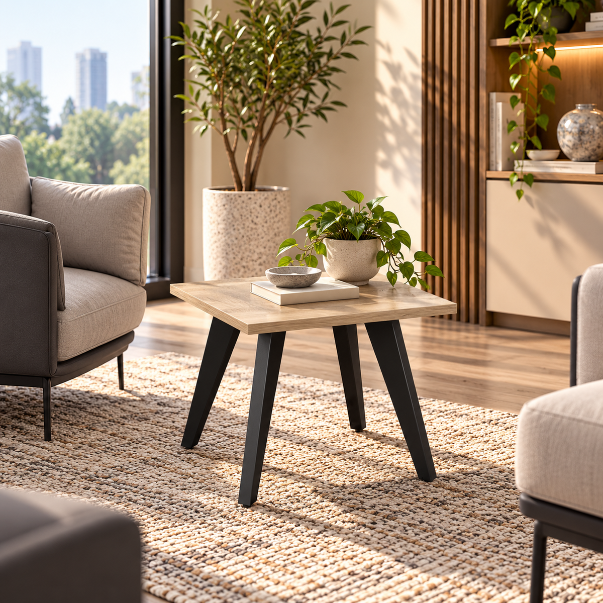 Modern Office Side Table - Light Oak