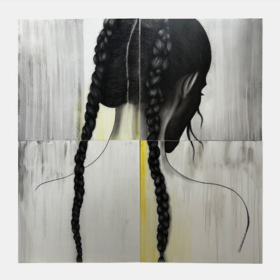 79x79, S/4 Hand Painted Double Braided Girl, Multi - Al Rugaib Furniture