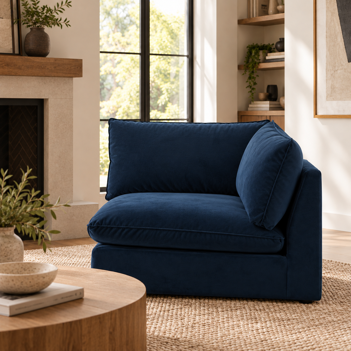 Bologna Navy 1.5 Seater With Left Arm