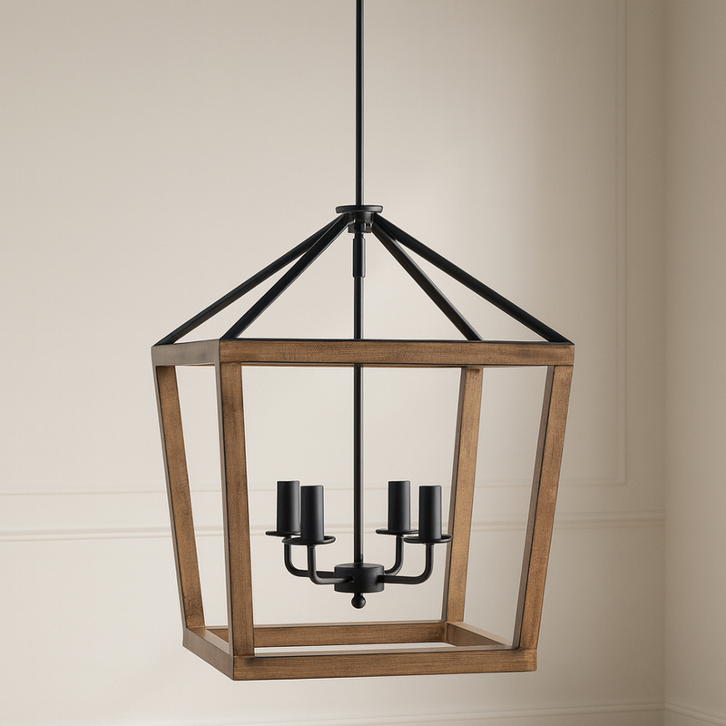 METAL 4 LIGHT CHANDELIER, LT BROWN