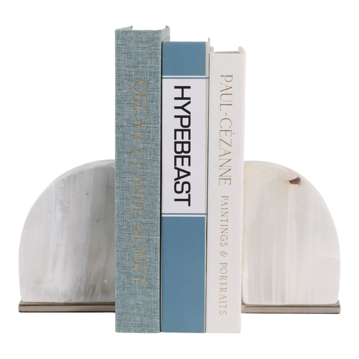6" MONNAR SELENITE BOOKENDS, WHT