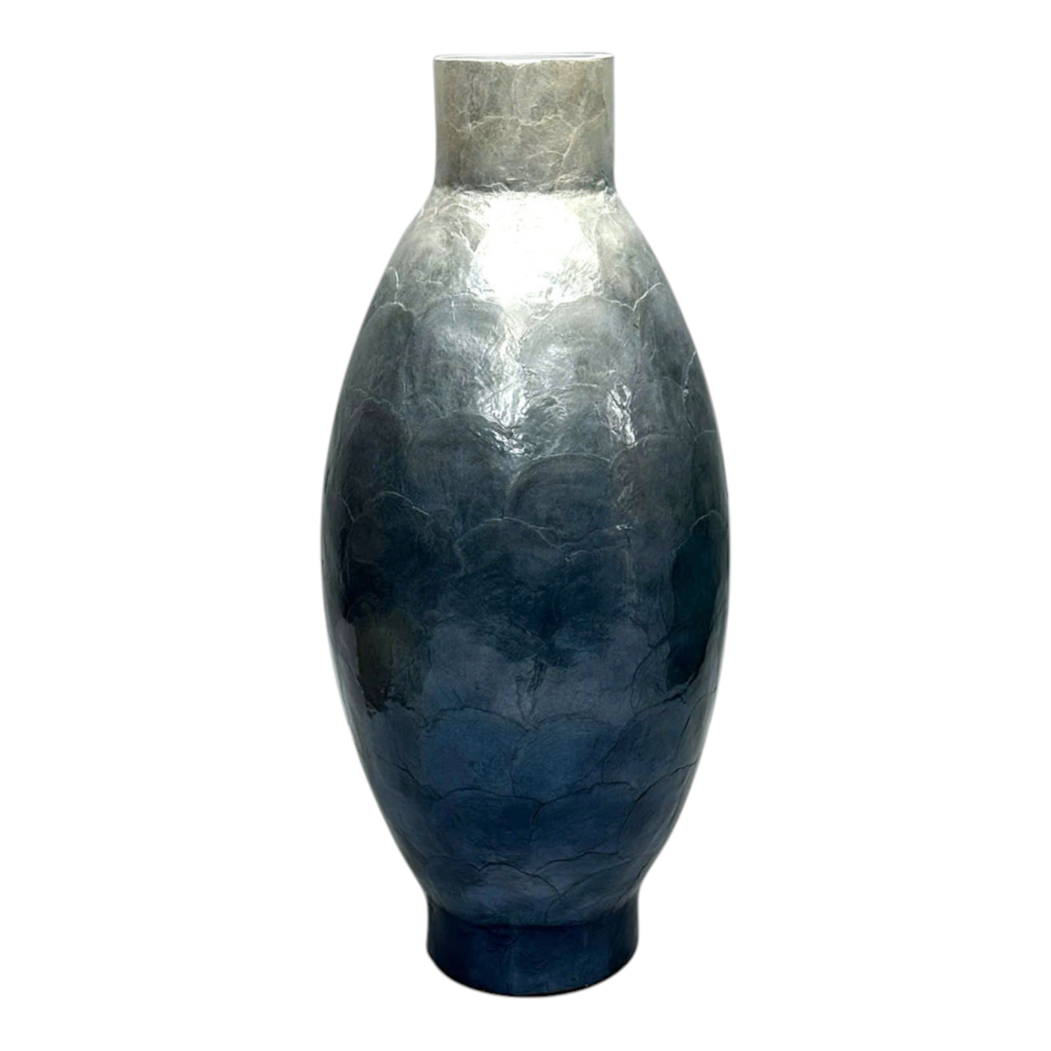 مزهرية أومبريه كابيز، عاجي / أزرق Ombre Capiz Vase, Ivory/blue