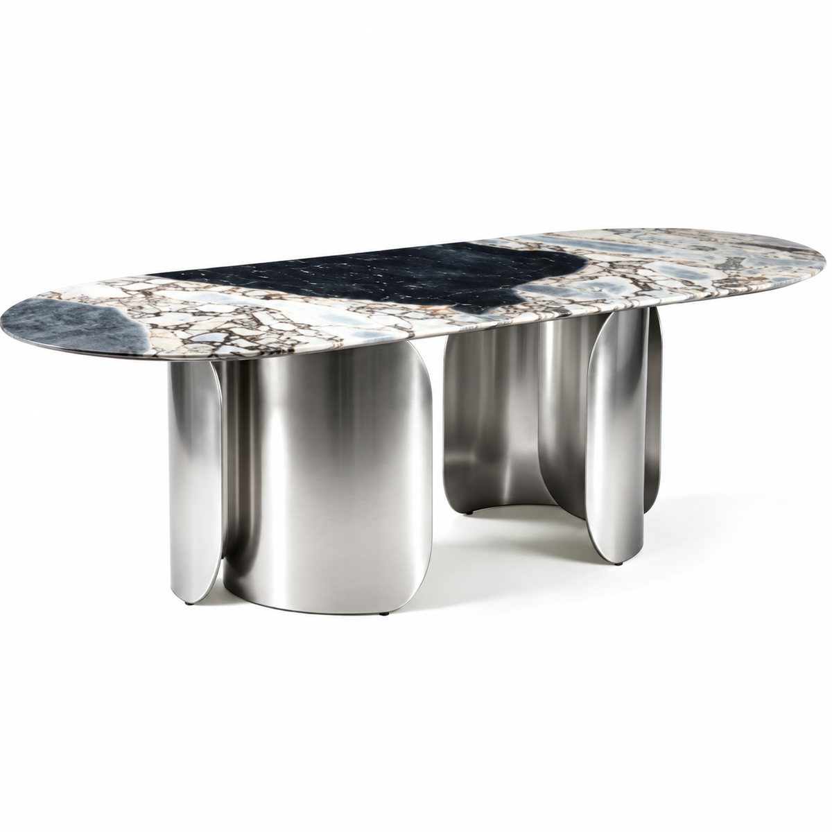 Twirl Ocean Storm Silver Dining Table-200 Cm