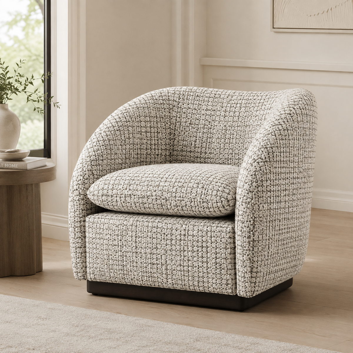 Oria Printed Grey Accent Chair