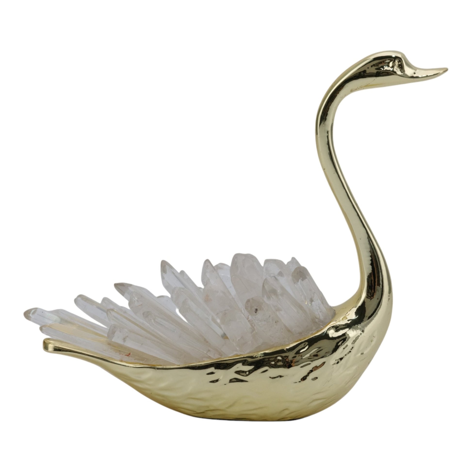 7"cascade Crystal Sitting Swan With Tall Neck Table Decors| Sagebrook Home