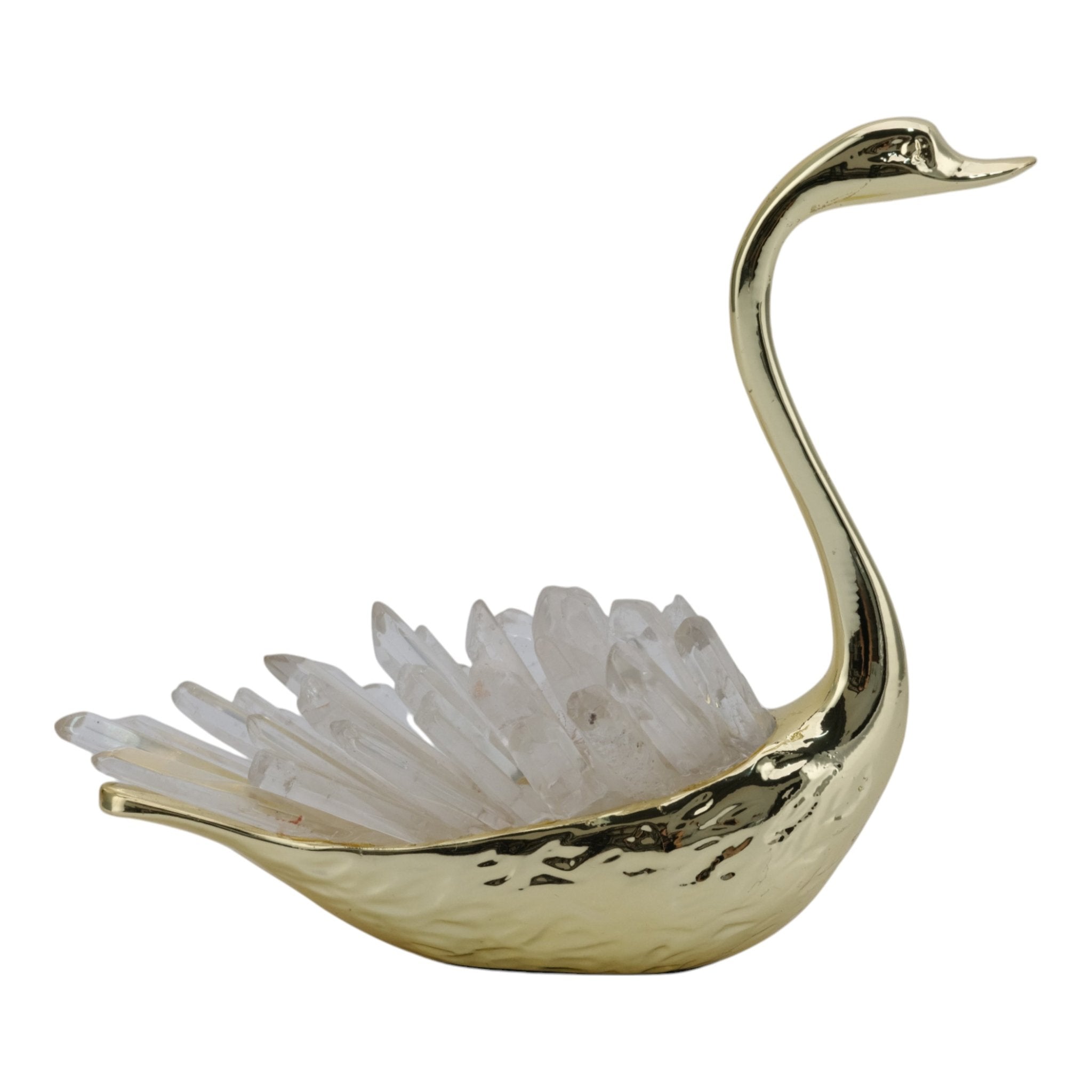 7"cascade Crystal Sitting Swan With Tall Neck Table Decors| Sagebrook Home