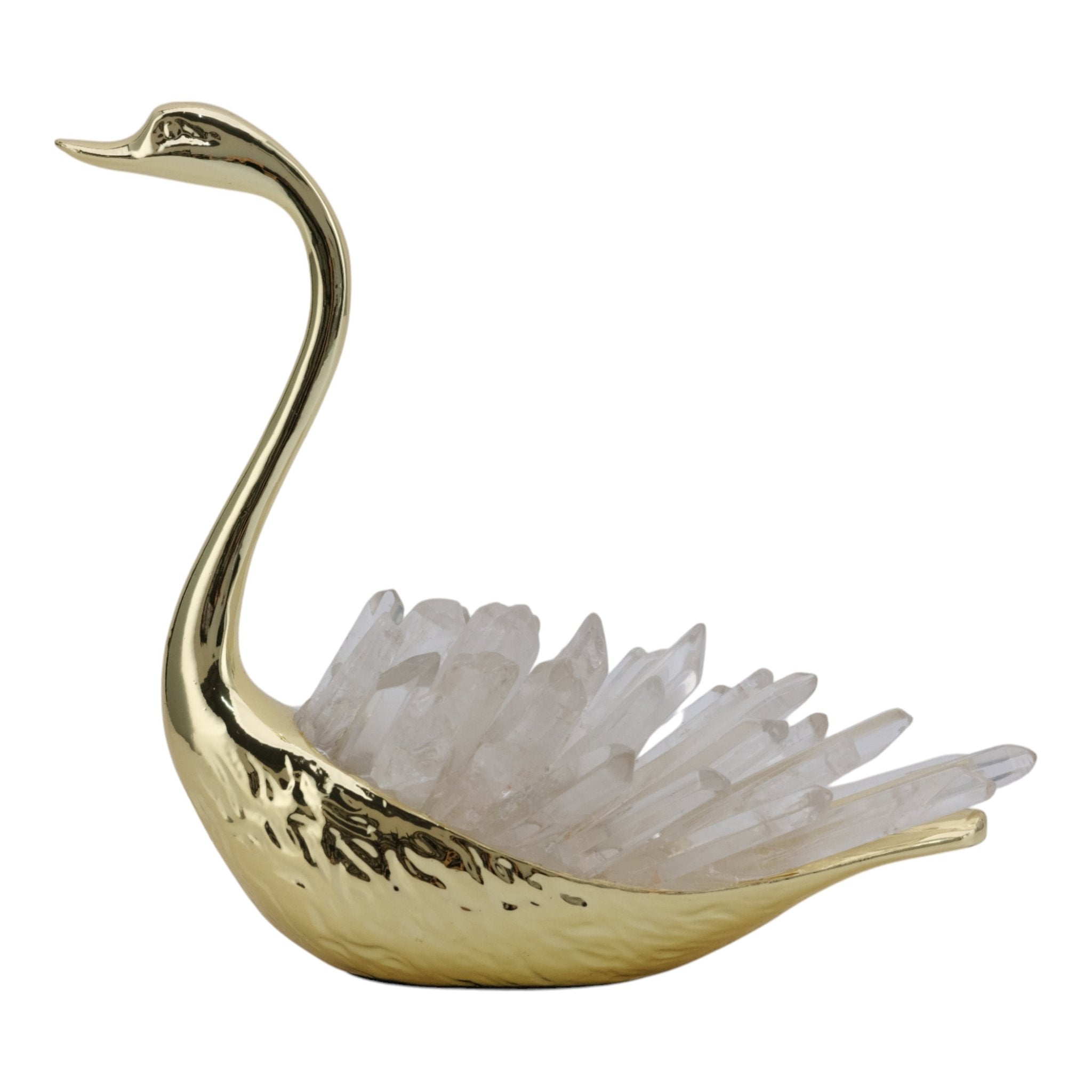 7"cascade Crystal Sitting Swan With Tall Neck Table Decors| Sagebrook Home