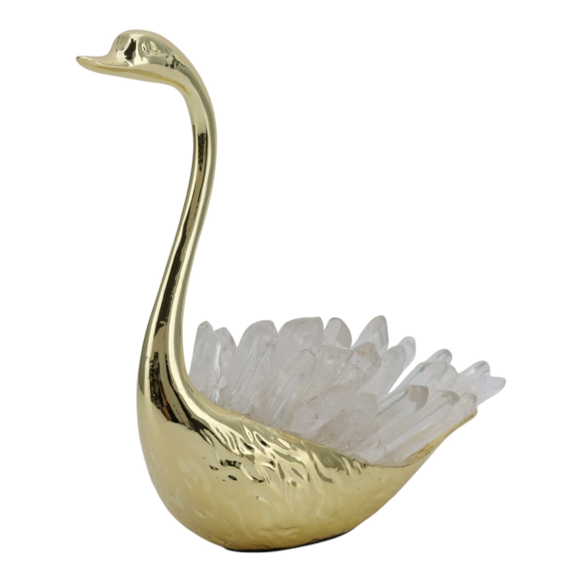 7"cascade Crystal Sitting Swan With Tall Neck Table Decors| Sagebrook Home