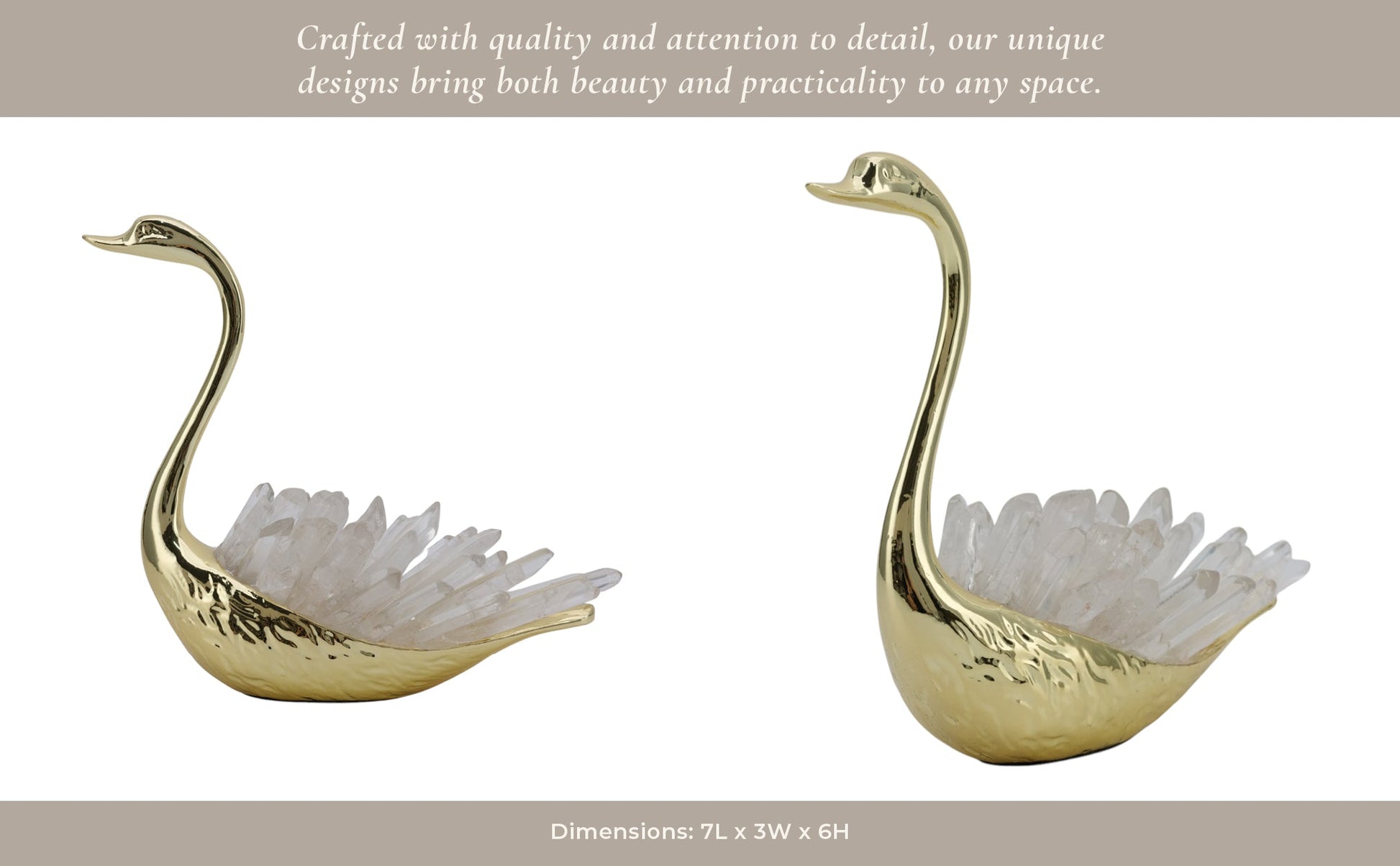 7"cascade Crystal Sitting Swan With Tall Neck Table Decors| Sagebrook Home