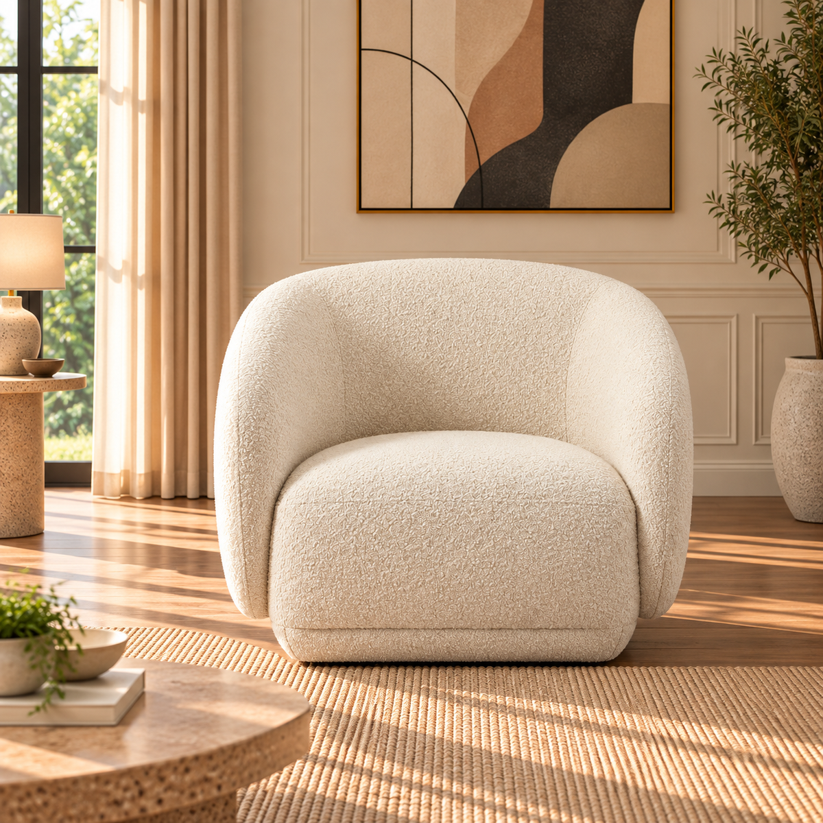 Boho Boucle 1 Seater - Beige