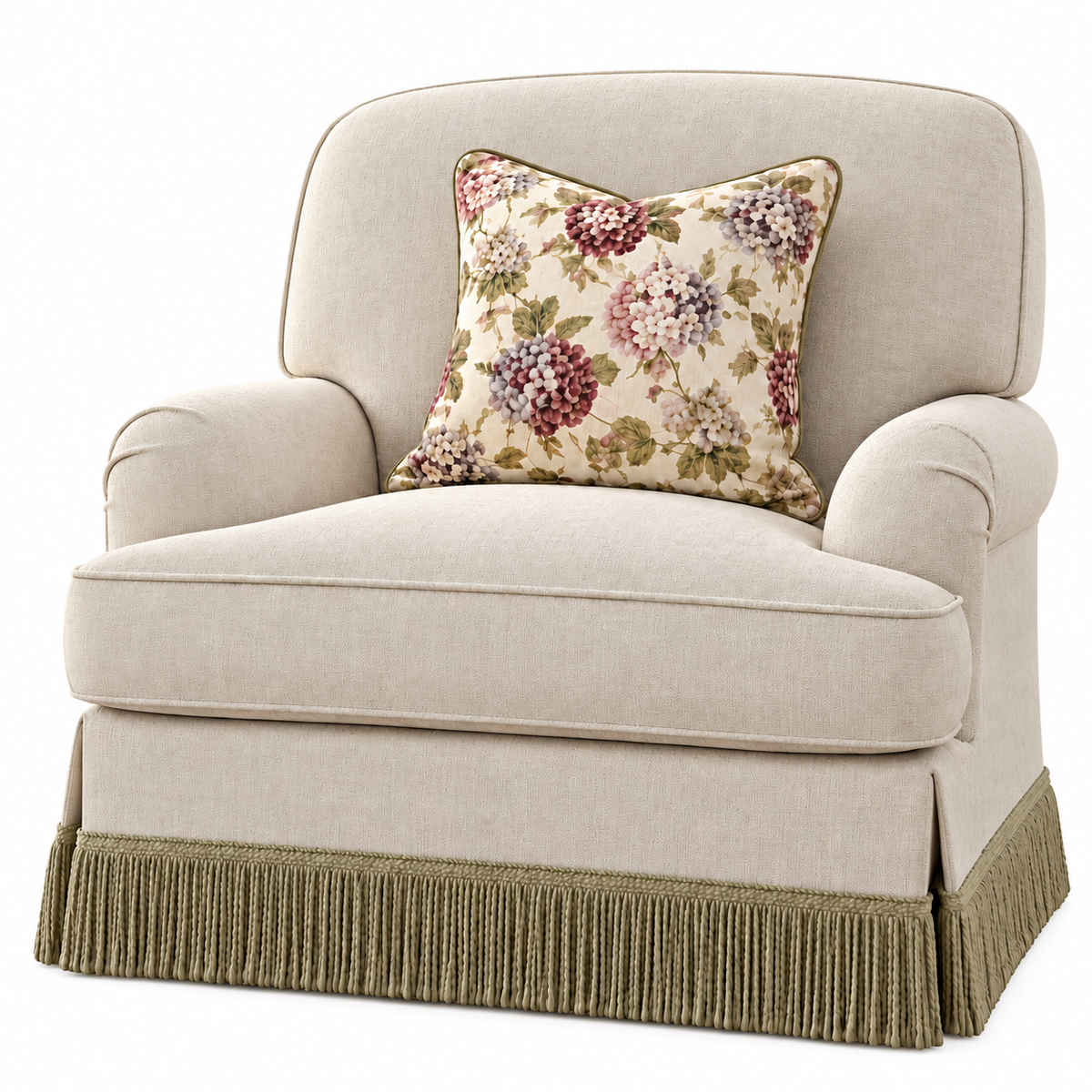 Jasmine Arm Chair Fringe Skirted