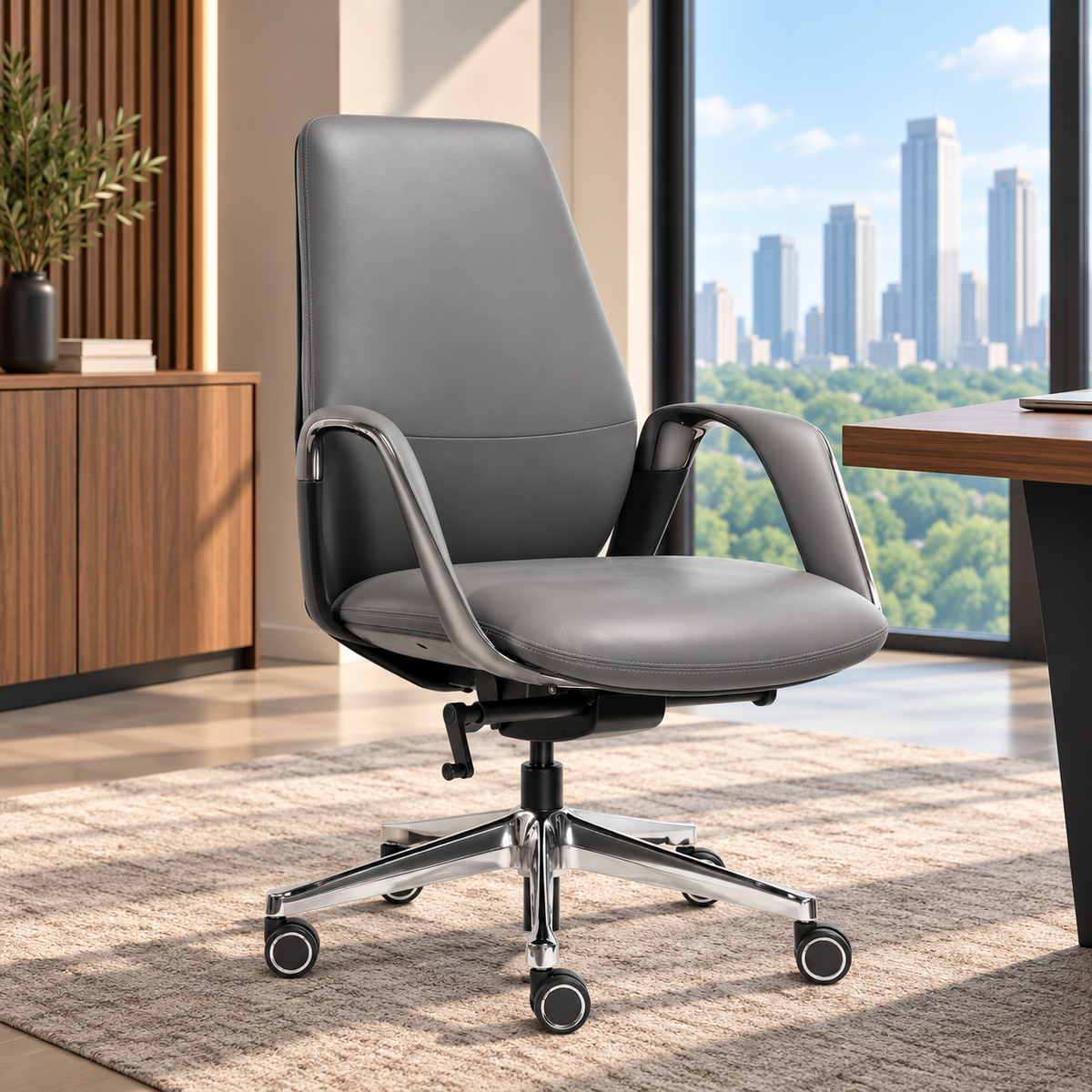 Medium back chair Grey Black