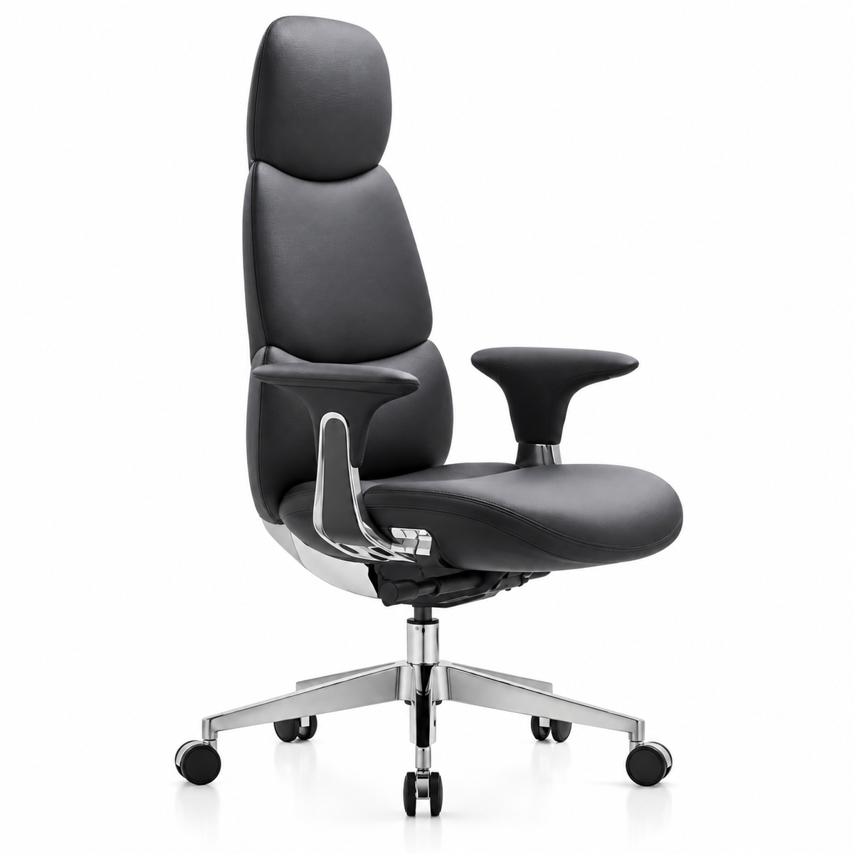 High Back Leather Chair - Black