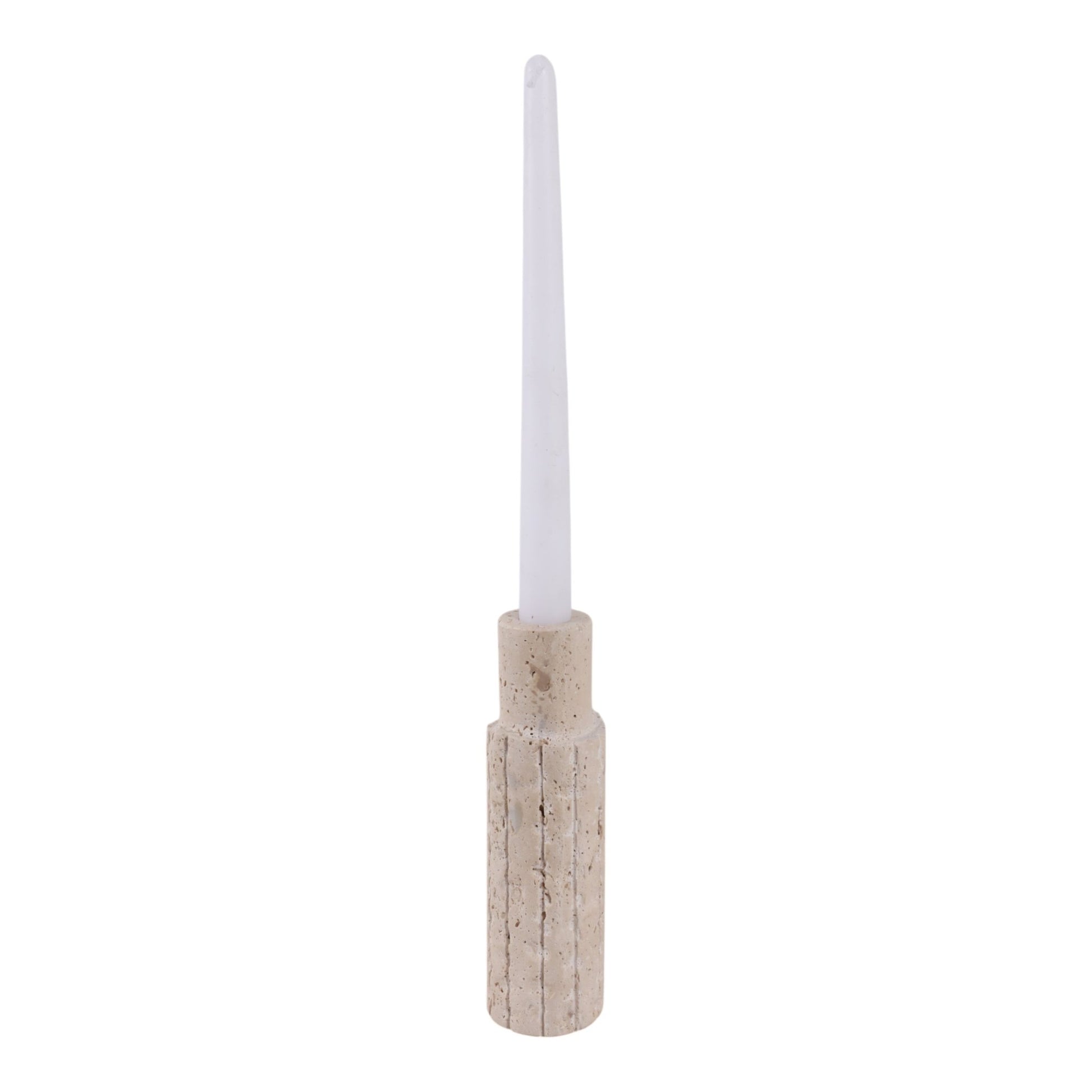 7X2" RAW EDGE TRAVERTINE TAPER HOLDER, TAN Candle Holders| Sagebrook Home
