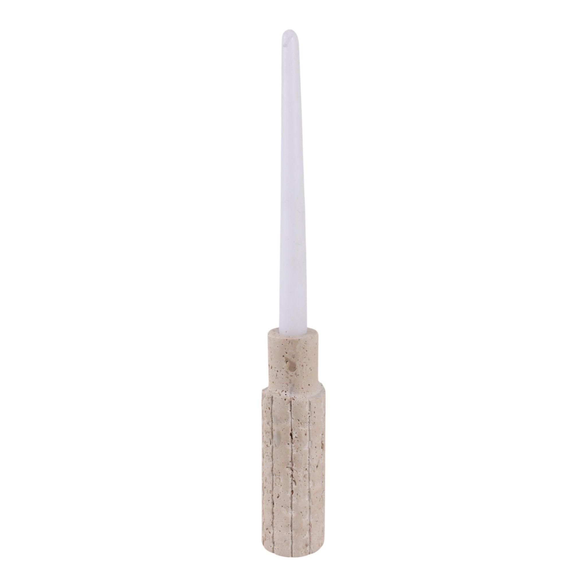 7X2" RAW EDGE TRAVERTINE TAPER HOLDER, TAN Candle Holders| Sagebrook Home