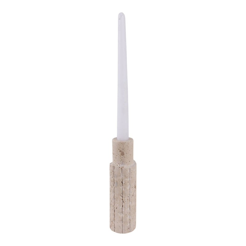 7X2" RAW EDGE TRAVERTINE TAPER HOLDER, TAN - Al Rugaib Furniture