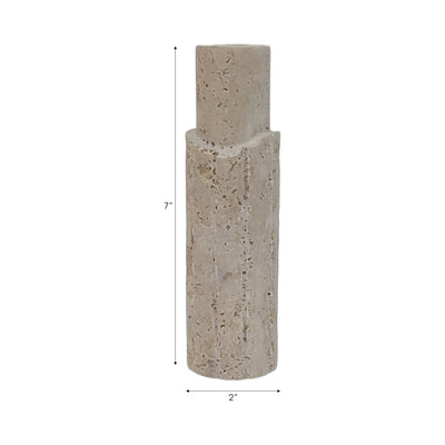 7X2" RAW EDGE TRAVERTINE TAPER HOLDER, TAN - Al Rugaib Furniture